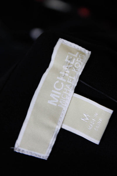 Michael Michael Kors Womens Long Sleeve Collared Mini Shift Dress Black Size M