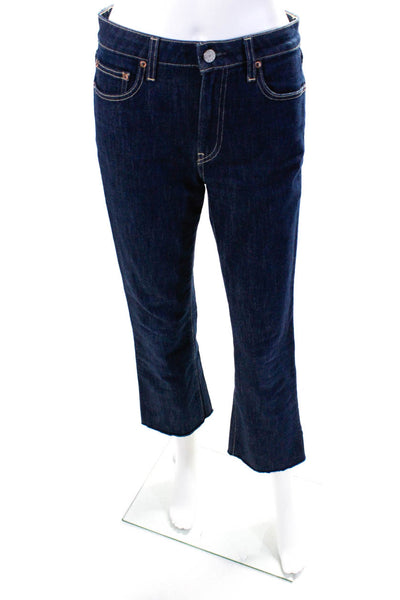 Trave Womens Cotton Dark Wash Buttoned Straight Leg Jeans Blue Size EUR27