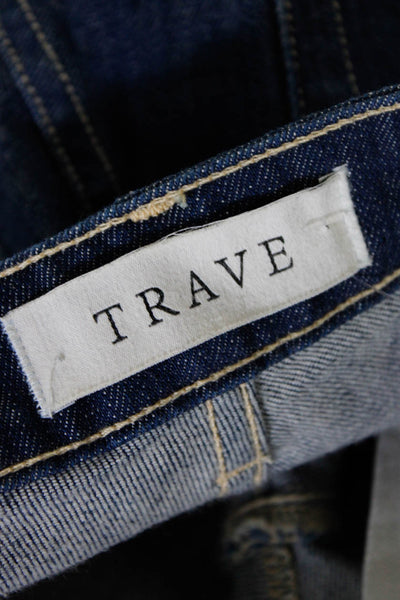 Trave Womens Cotton Dark Wash Buttoned Straight Leg Jeans Blue Size EUR27