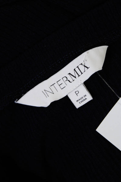Intermix Womens Boat Neck Ribbed Jersey Shirt Sheath Dress Navy Size Petite