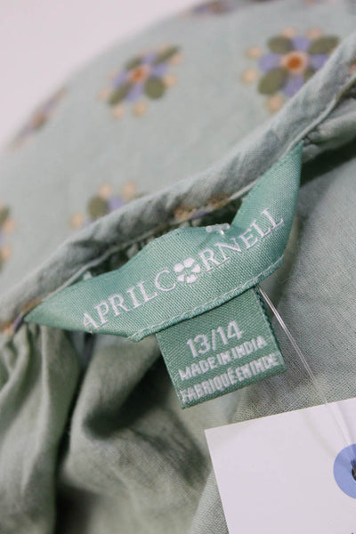 April Cornell Juniors Girls Floral Square Neck Shift Dress Green Size 13/14