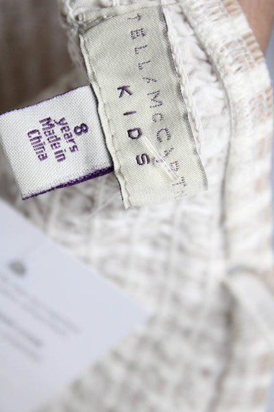 Stella McCartney Girls Cotton Striped Print Ruched Romper Brown White Size 8