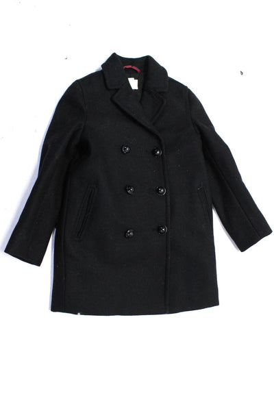 Crewcuts Girls Wool Woven Long Sleeve Double Breasted Trench Coat Black Size 6
