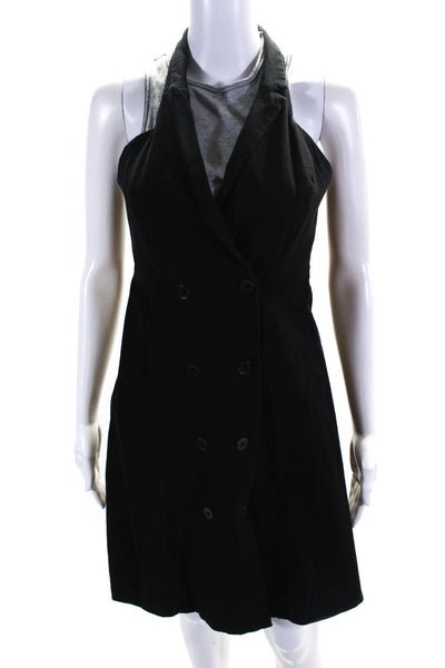 Maeve Anthropologie Womens Halter Neck A Line Dress Black Cotton Size 0
