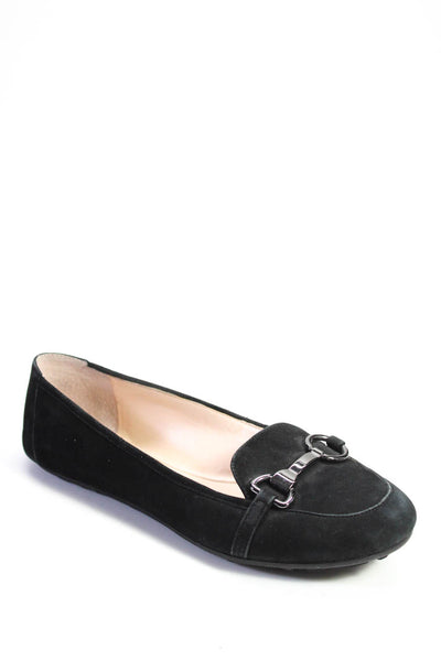 Tahari Womens Gracie Metal Link Round Toe Loafers Flats Black Leather Size 7.5