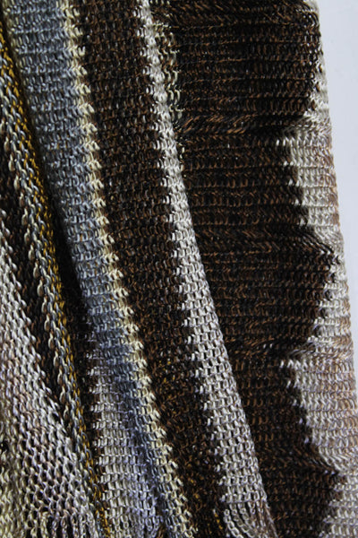 Missoni Womens Knit Striped Tassel Trim Rectangle Neck Scarf Brown Size OS