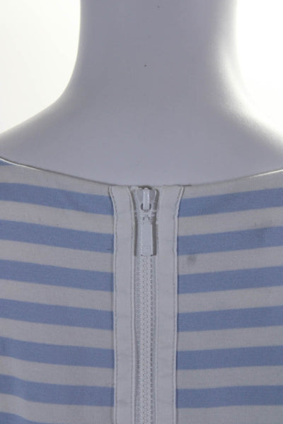 Lafayette 148 New York Womens Cotton Striped Long Sleeve Blouse Top Blue Size L