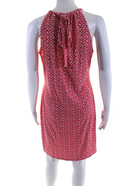 Ellie Kai Womens Jersey Knit Printed Tie Back Sleeveless Shift Dress Pink Size 6