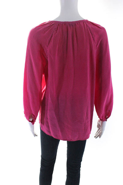 Joie Womens Silk Crepe Geometric Printed 3/4 Sleeve Blouse Top Pink Size S