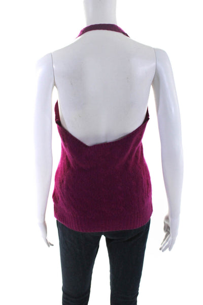 Ralph Lauren Black Label Womens Cashmere Knit Halter Sweater Raspberry Size L