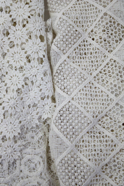 Charlotte Ronson Womens Crochet Tops White Cotton Size Small 2 Lot 2