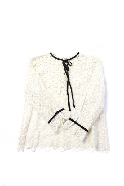 Charlotte Ronson Womens Crochet Tops White Cotton Size Small 2 Lot 2