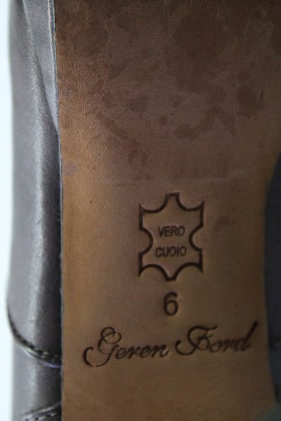 Geren Ford Womens Leather Zipper Detail High Heel Knee High Boots Brown Size 6
