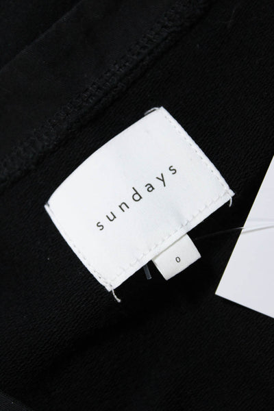 Sundays Women's Cotton V Neck Puff Sleeve Knit Top Black Size 0