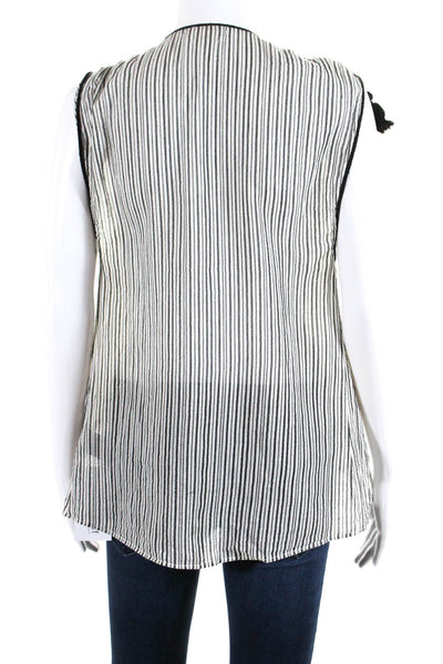 Isabel Marant Etoile Women's Striped V Neck Sleeveless Top Black Size 36