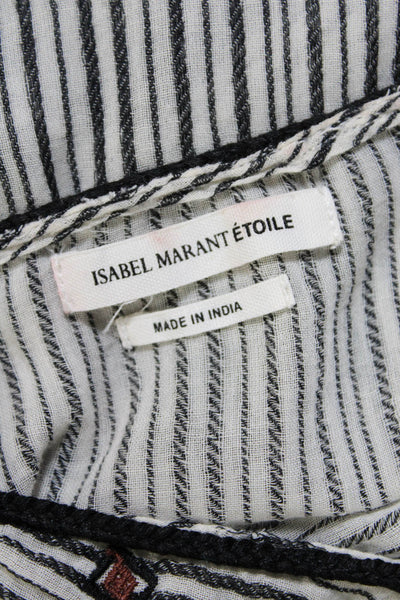 Isabel Marant Etoile Women's Striped V Neck Sleeveless Top Black Size 36