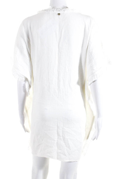 Marie Oliver Women's V Neck Fringe Trim Shift Dress White Size XS