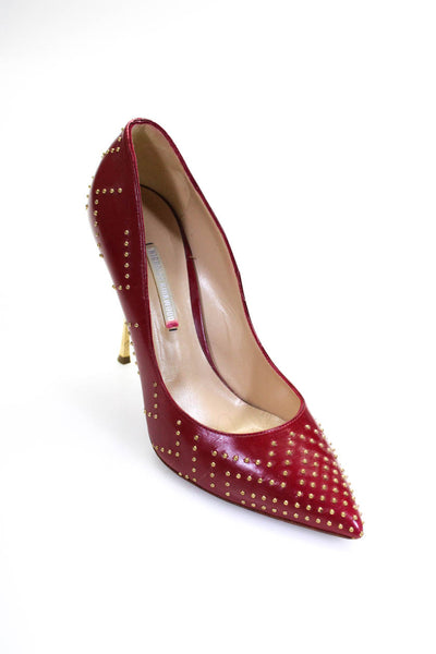 Nicholas Kirkwood Womensd Studded Gold Tone Stiletto Heels Red Size EUR37.5