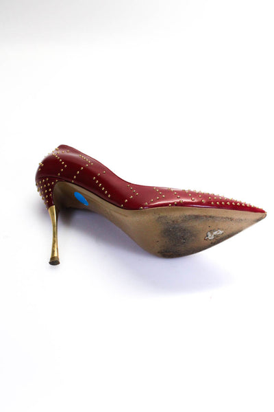 Nicholas Kirkwood Womensd Studded Gold Tone Stiletto Heels Red Size EUR37.5