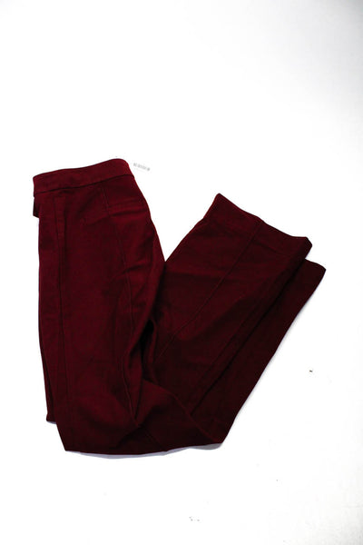 10 Crosby Derek Lam Womens Cotton Front Seam Flare Pants Burgundy Size 4