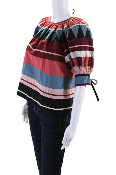 Ulla Johnson Women's Puff Sleeve Cotton Striped Blouse Multicolor Size 2