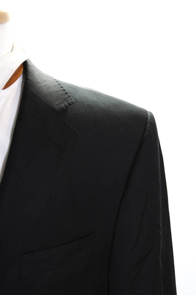 Zanetti Men's Collar Long Sleeves Line Two Button Jacket Black Size 54