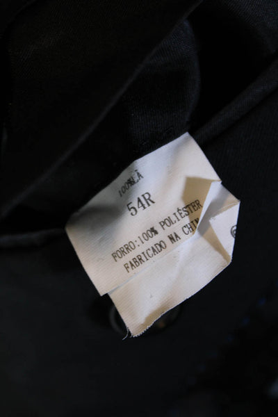 Zanetti Men's Collar Long Sleeves Line Two Button Jacket Black Size 54
