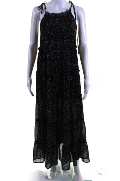 Charlie Holiday Women's Sleeveless Polka Dot Maxi Dress Black Size 6