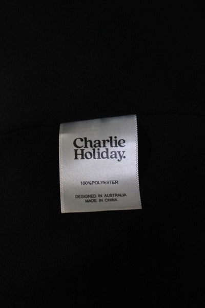 Charlie Holiday Women's Sleeveless Polka Dot Maxi Dress Black Size 6