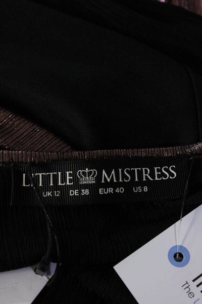 Little Mistress Women's Long Sleeve V Neck Wrap Gown Metallic Pink Size 8