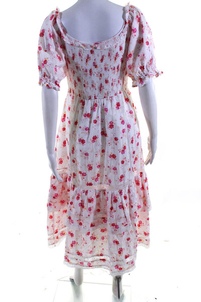 Love Shack Fancy Target Women's Puff Sleeve Floral Maxi Dress White Size M