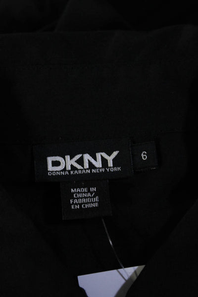 DKNY Women's Short Sleeve Button Front A Line Mini Dress Black Size 6