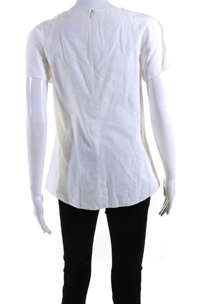 Charlotte Brody Womens Eyelet Short Sleeves Blouse White Cotton Size Small