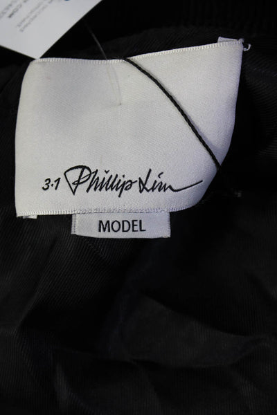 3.1 Phillip Lim Womens Color Block Nylon Twill Bomber Jacket Black Brown Small