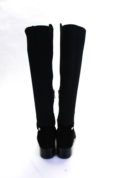 Antonio Melani Womens Suede Almond Toe Side Zip Knee High Boots Black Size 6.5M