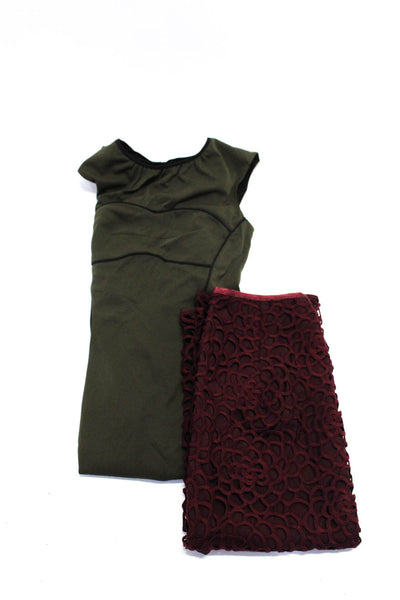 Charlotte Ronson Womens Crochet Skirt Dress Red  Green Size 6 Lot 2