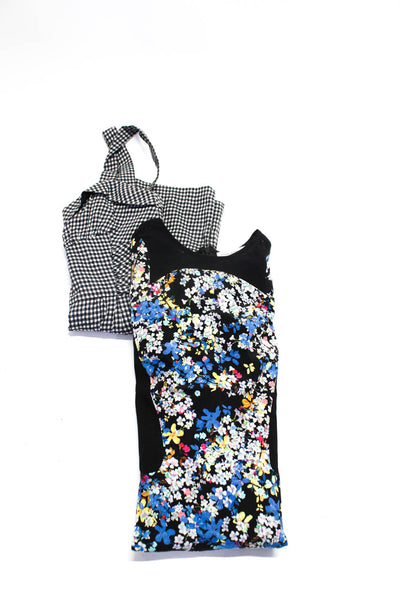 Charlotte Ronson Womens Floral Print Dress Plaid Romper Black Size 6 Lot 2