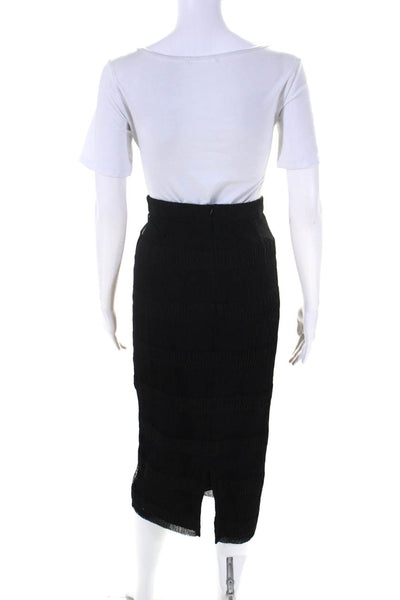 Charlotte Ronson Womens Mock Neck Long Sleeves Skirt Set Black Size Small