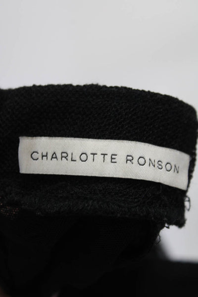 Charlotte Ronson Womens Mock Neck Long Sleeves Skirt Set Black Size Small