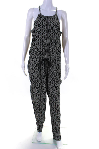 Lou & Grey Womens Paisley Print Sleeveless Button Up Jumpsuit Black Size M