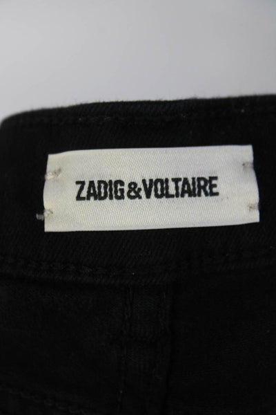 Zadig & Voltaire Womens Cotton Zipper Detail Low-Rise Skinny Jeans Black Size 25