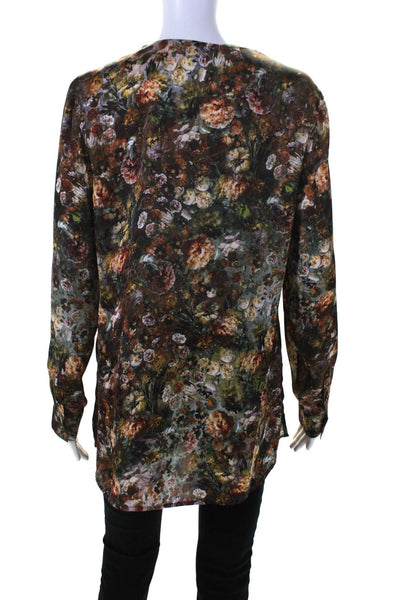 W by Worth Womens Floral Print V Neck Blouse Multi Colored Size Small
