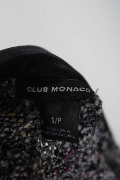 Club Monaco Womens Tweed Full Zipper Jacket Multi Colored Cotton Size Small