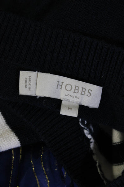 Hobbs London Womens Striped Sweater White Navy Blue Cotton Size Medium