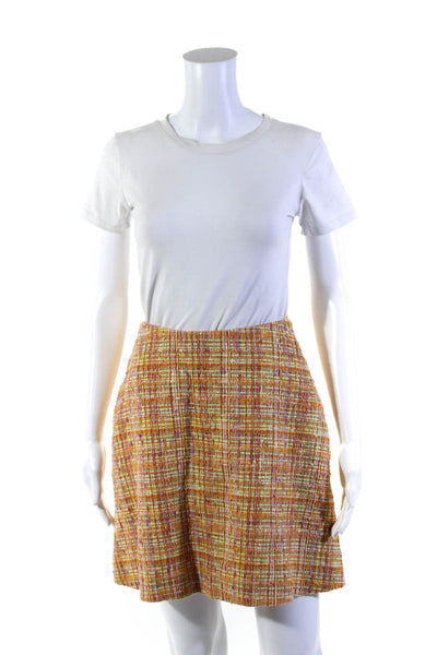 Carven Womens Tweed A Line Mini Skirt Orange Multi Colored Cotton Size EUR 36