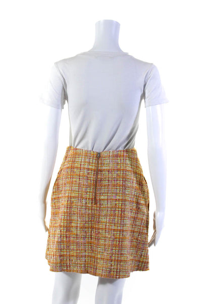 Carven Womens Tweed A Line Mini Skirt Orange Multi Colored Cotton Size EUR 36