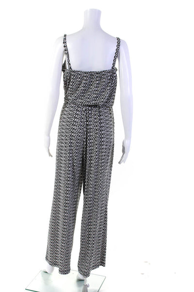 Vince Camuto Womens Abstract Print Sleeveless Jumpsuit Black White Size Large