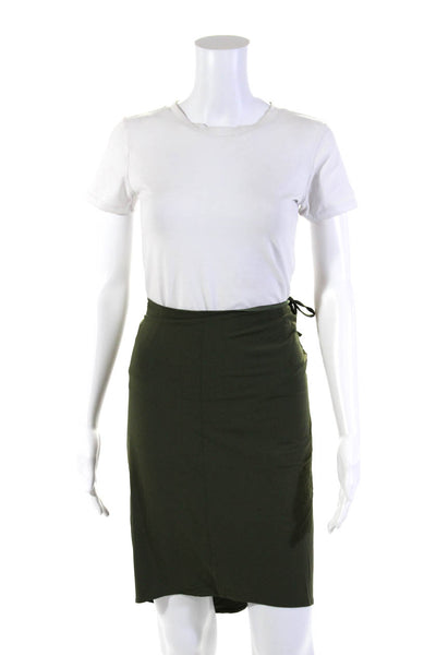 Kristina Ti Womens Army Green Tie on Side Knee Length A-Line Skirt Size S/M