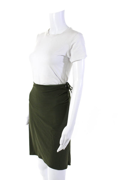 Kristina Ti Womens Army Green Tie on Side Knee Length A-Line Skirt Size S/M