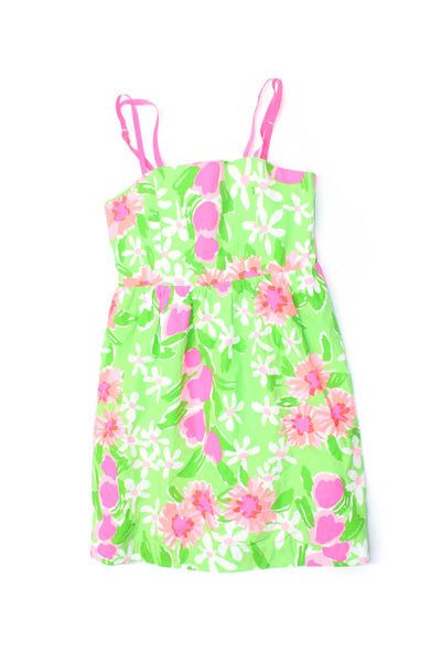 Lilly Pulitzer Girls Cotton Floral Print Sleeveless Dress Green Size 14